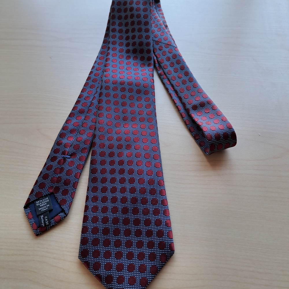 Ermenegildo Zegna Burgundy and Black Dot Tie
